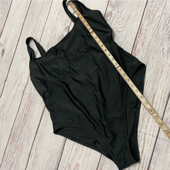 Madewell Second Wave Square-Neck Tank One-Piece Swimsuit Black  Size 2X - Picture 6 of 10